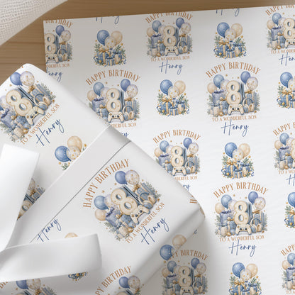 Gaming Wrapping Paper, Personalised Name, Gamer Birthday Gift Wrap