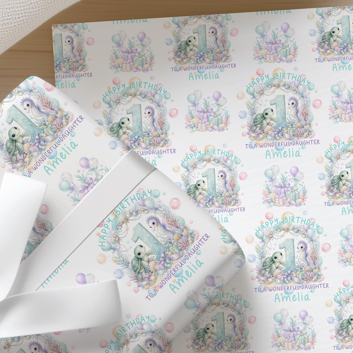 Under The Sea Wrapping Paper, Personalised Name and Age, Birthday
