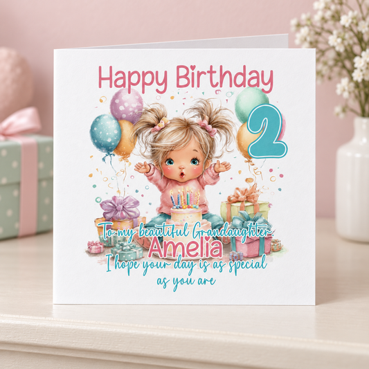 Balloons & Cake Personalised Birthday Card
