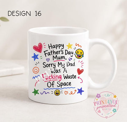 Sweary Father's Day mug design 1, double sided ceramic coffee mug