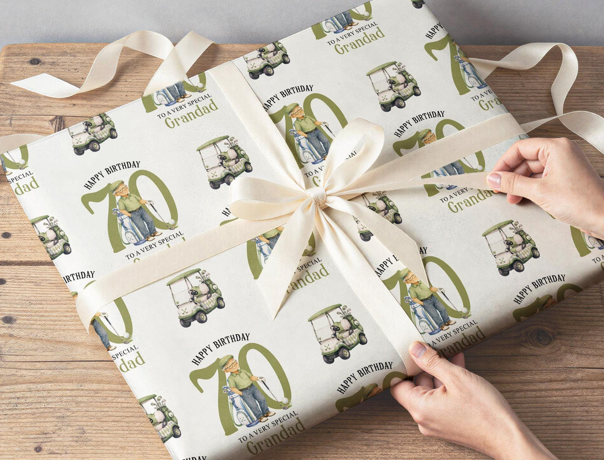 Golf Wrapping Paper, Personalised Name and Age, Grandad Birthday