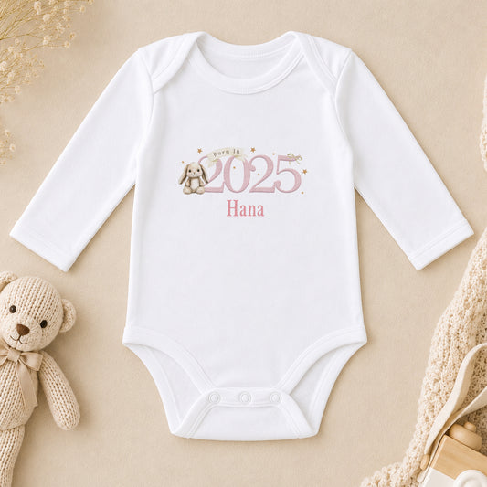 Personalised Born in 2025 long sleeve vest