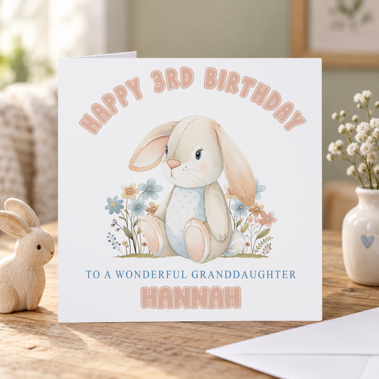 Bunny & Blossom Personalised Birthday Card