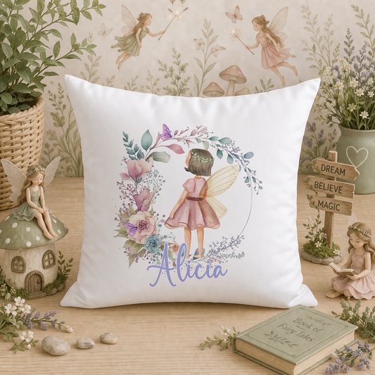 Personalised fairy and flower cushion cover, 40 x 40cm, cover only