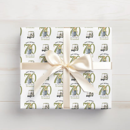 Golf Wrapping Paper, Personalised Name and Age, Grandad Birthday