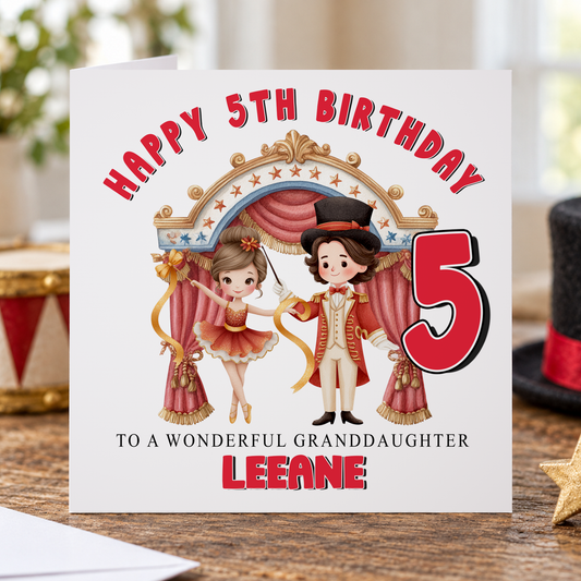 Circus Ringmaster Birthday Card – Personalised Kids Card, 6x6 Square
