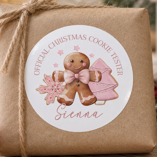 Cookie Tester Personalised Christmas Stickers – Gingerbread Custom Name Gift Labels