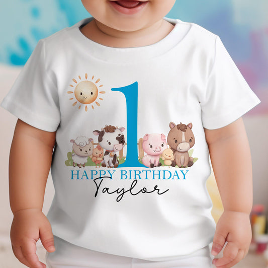 First Birthday T-Shirt – Personalised Baby Clothes | Soft Cotton Sleepsuit & Vest