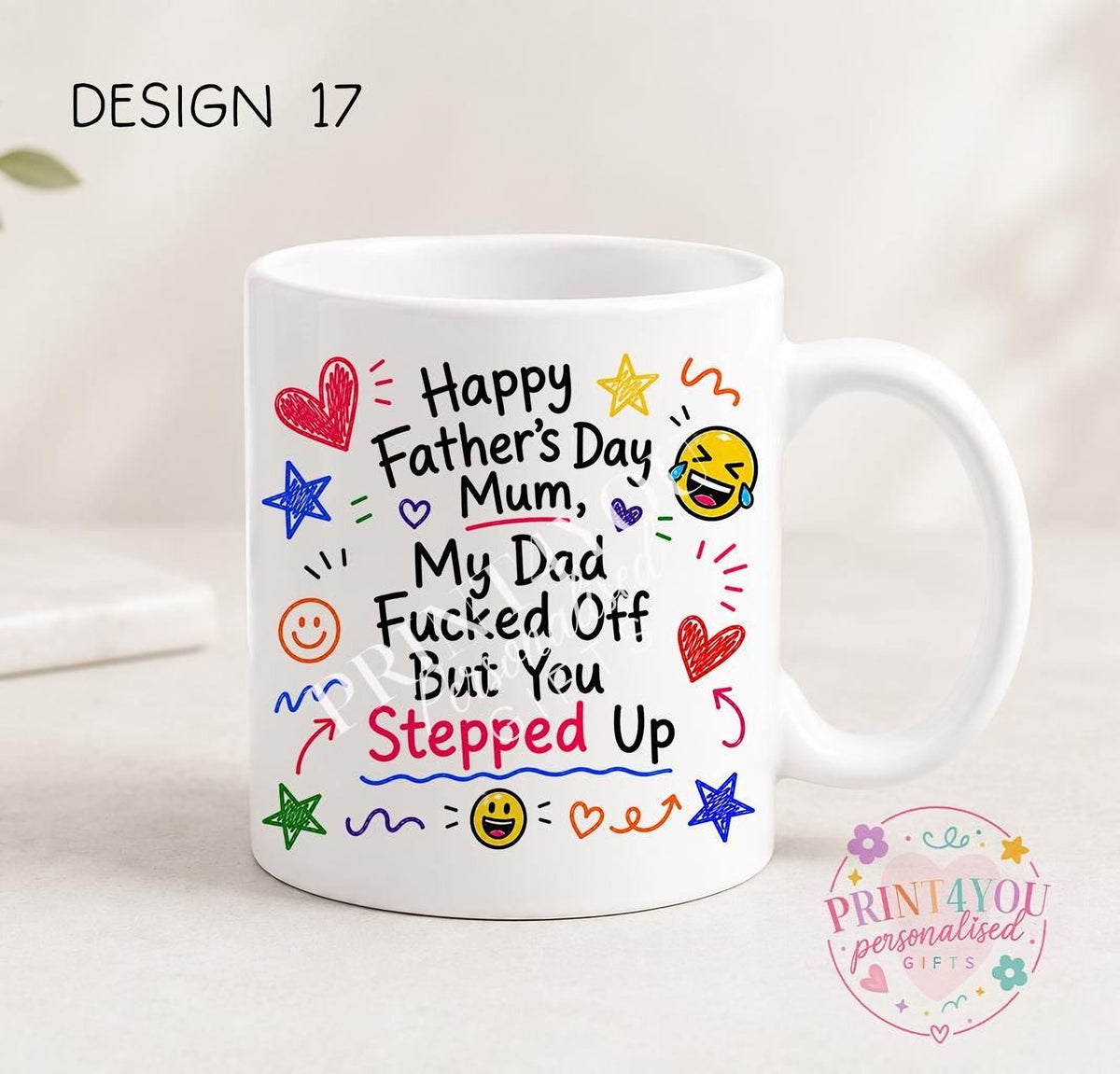 Sweary Father's Day 11oz mug design 1, double sided ceramic print