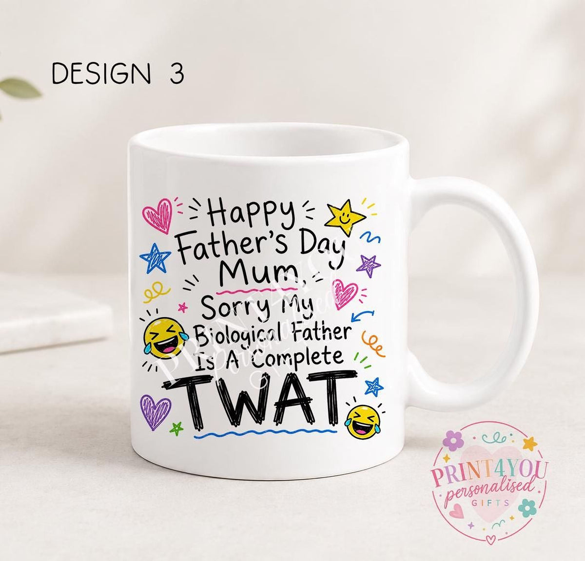 Sweary Father's Day mug design 15, double sided ceramic coffee mug