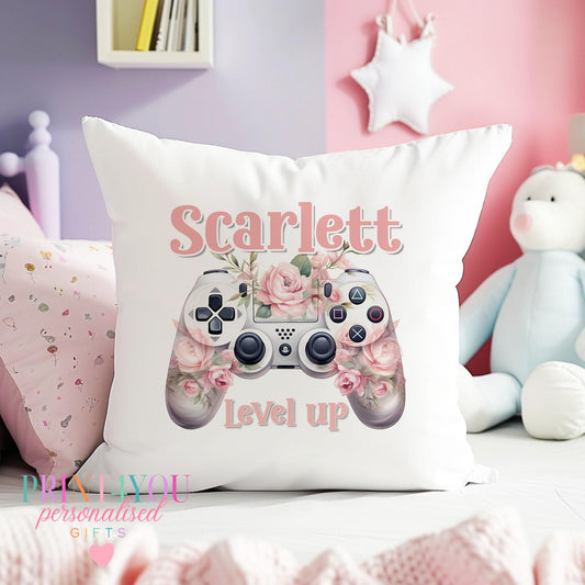 Personalised off-white gaming cushion cover, 40x40cm, cover only
