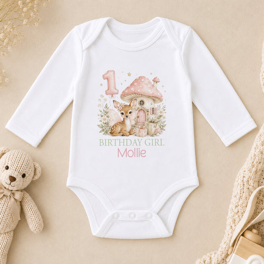 Personalised Fairy Deer 1st Birthday long sleeve vest