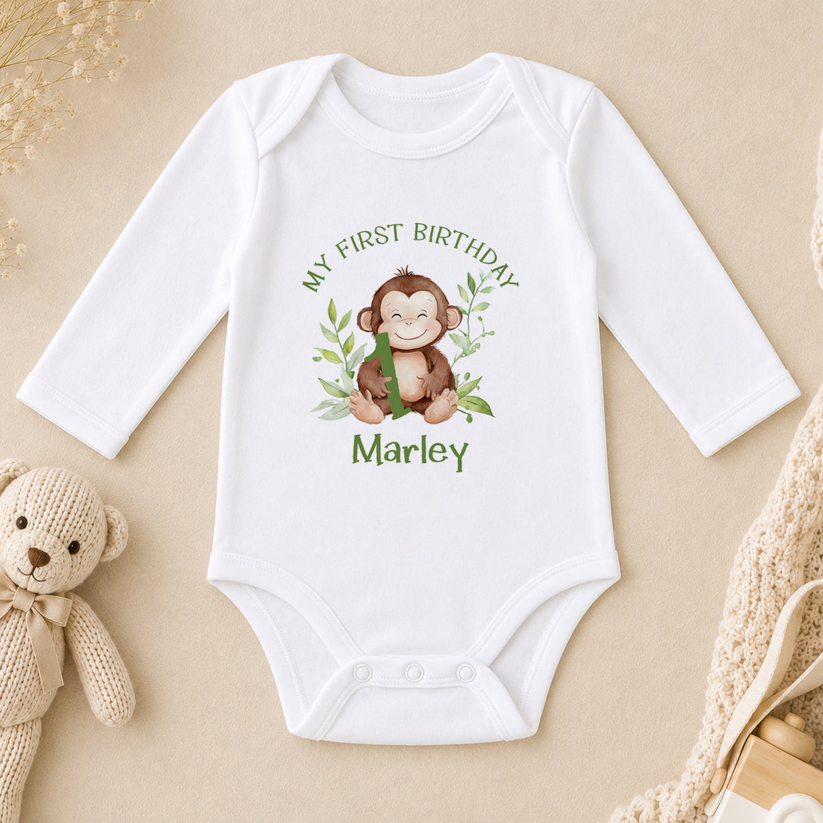 Personalised First Birthday long sleeve vest