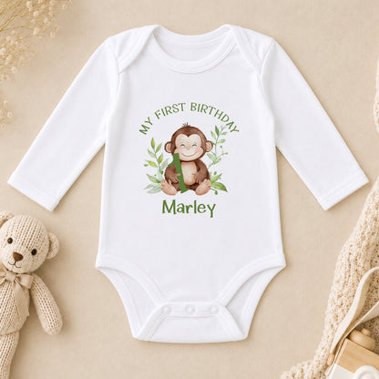 Personalised First Birthday long sleeve vest