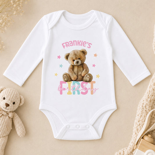 Personalised First Birthday long sleeve vest
