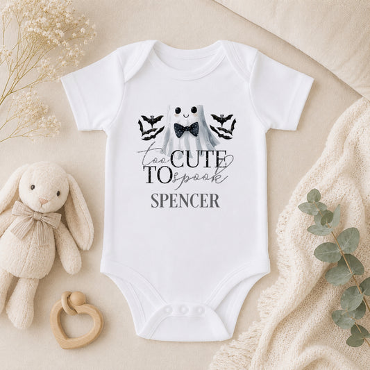 Personalised Ghost & Bat Baby Halloween baby vest