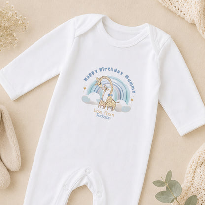 Personalised Happy 1st Birthday Mummy sleepsuit