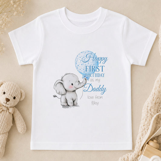 Personalised Happy First Birthday as my Daddy Baby t-shirt
