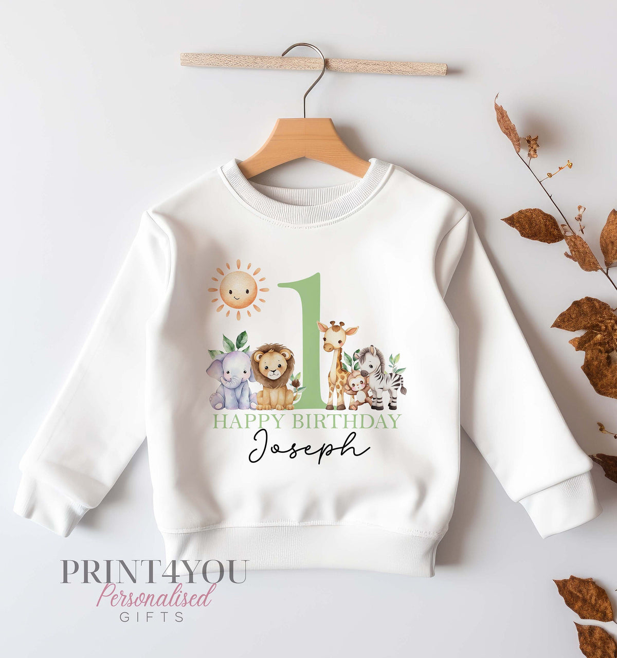 Personalised 'I Am One' jungle safari sweatshirt, 1-2 years – Print4You Personalised Gifts