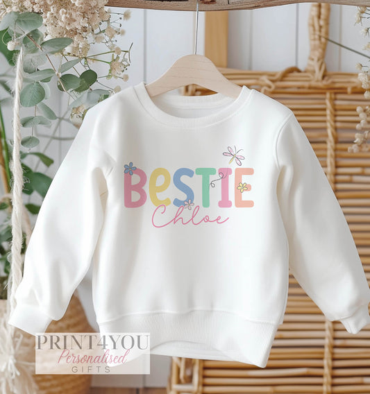 Personalised Bestie Jumper, Birthday Sweatshirt for Children, Childrens Best Friend Gift, Birthday Gift Ideas for Children, Mummys Bestie - 6-12 months