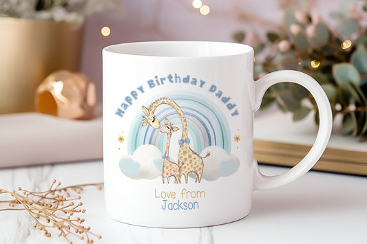 Mug for Daddy's, First Birthday as My Daddy, Pink or Blue Rainbow, Gift From baby