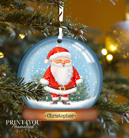 Personalised acrylic Christmas bauble featuring Reindeer Boy design with custom name