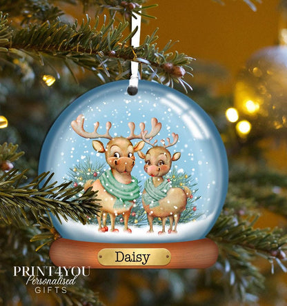 Personalised acrylic Christmas bauble featuring Santa design with custom name