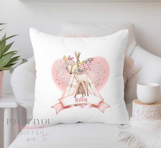 Personalised baby cushion cover, 40x40cm boho nursery design