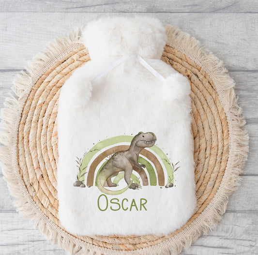 Personalised Christmas hot water bottle with fluffy polyester cover and custom name, without gift box