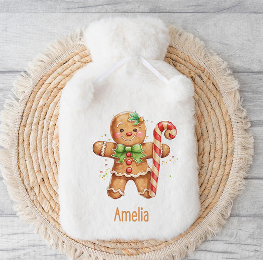 Personalised Christmas hot water bottle cover, No Thanks option without gift box