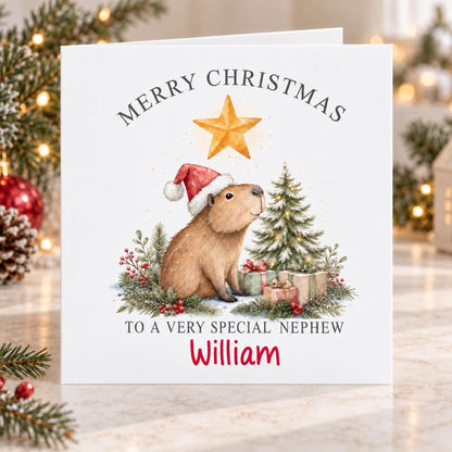 Personalised Capybara Christmas Card, Any Name & Relation