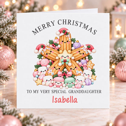 Personalised Sweet Treats Star Christmas Card, Any Name & Relation