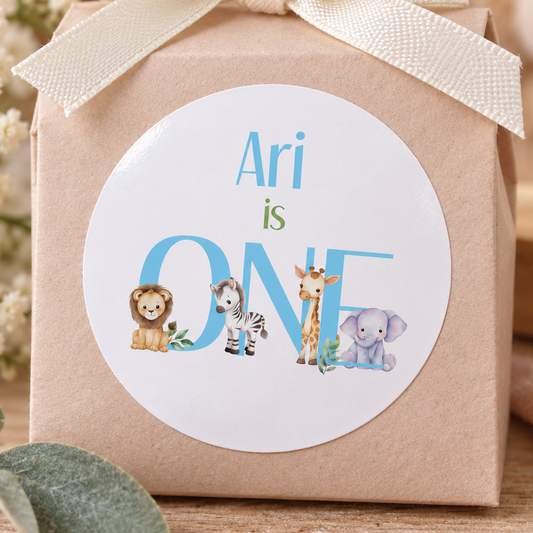 Jungle Safari Birthday Stickers – Personalised Glossy Party Bag Labels