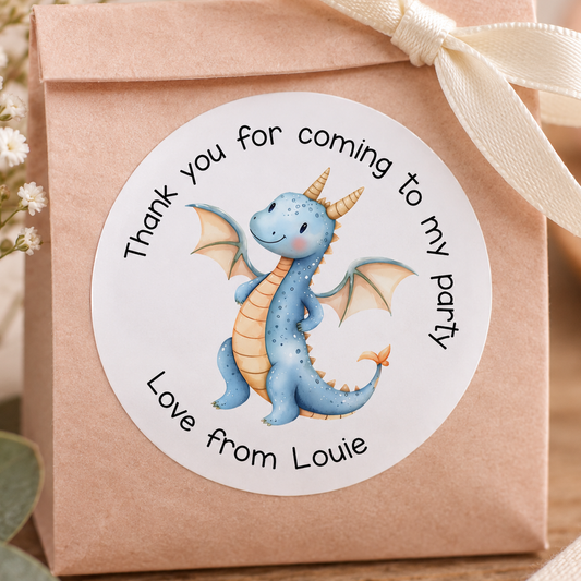 Little Dragon Birthday Stickers – Personalised Party Bag Labels