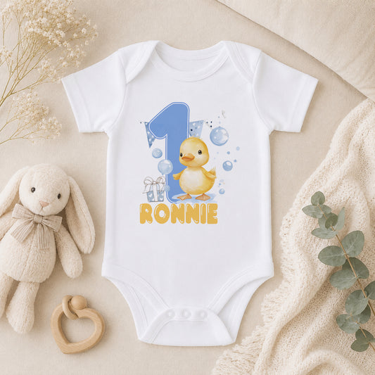 Personalised Little Duckling First Birthday baby vest