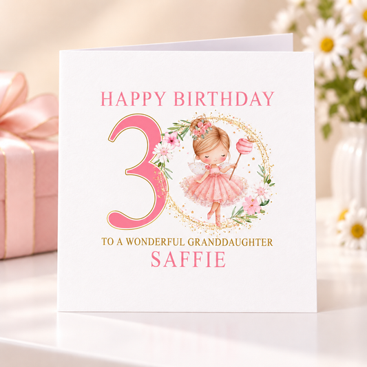Magical Fairy Birthday Card - Personalised with Any Age 1 to 10 for Girls