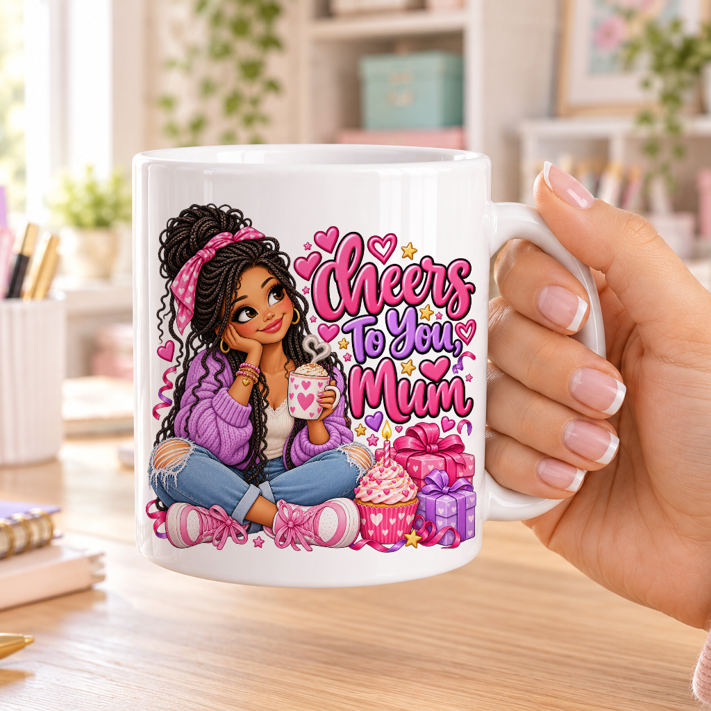 Cheers to You Mum birthday design – plain white ceramic mug