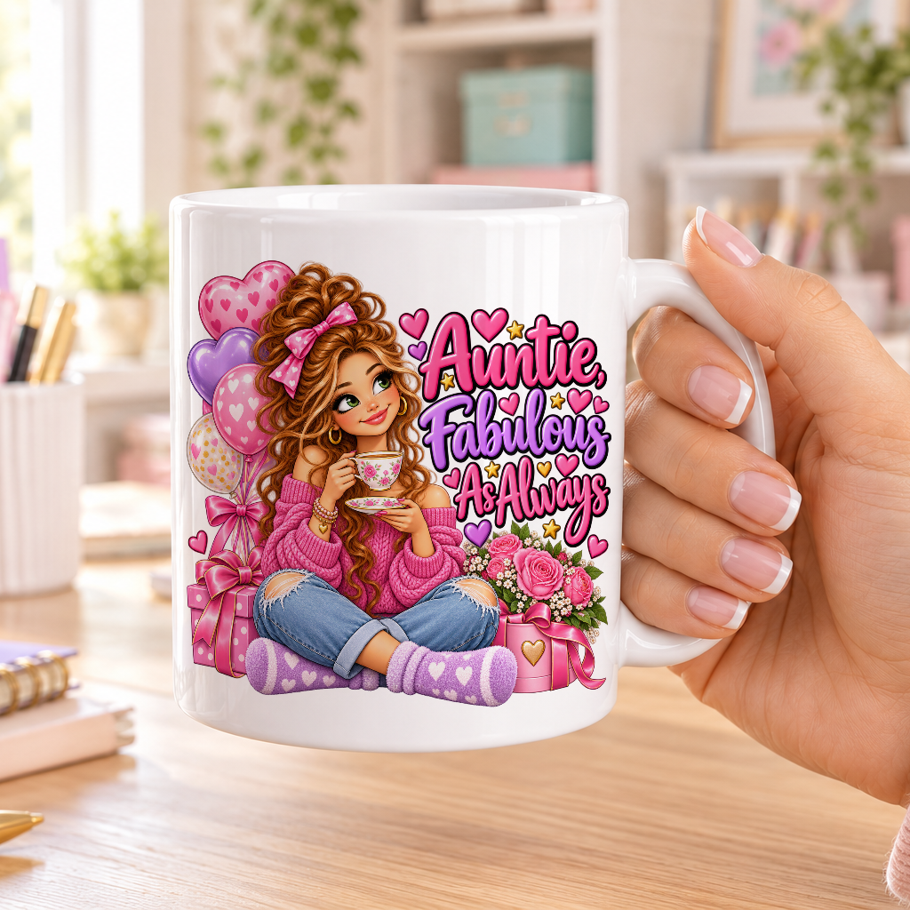 Auntie Fabulous as Always birthday design – plain white ceramic mug