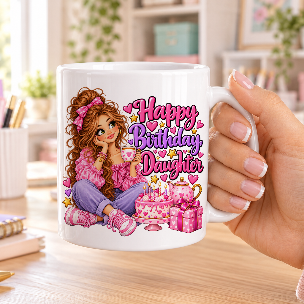 Happy Birthday Daughter birthday design – plain white ceramic mug
