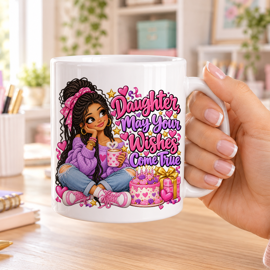 Daughter May Your Wishes Come True birthday design – plain white ceramic mug