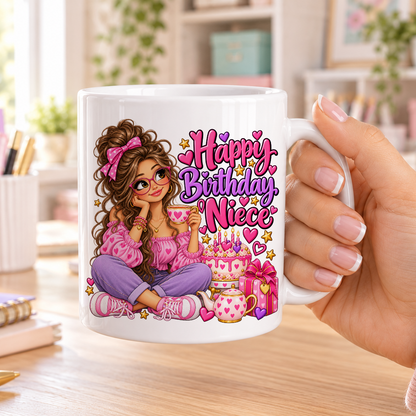 Happy Birthday Niece birthday design – plain white ceramic mug