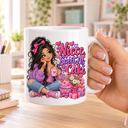 Niece Sweet as Cake birthday design – plain white ceramic mug