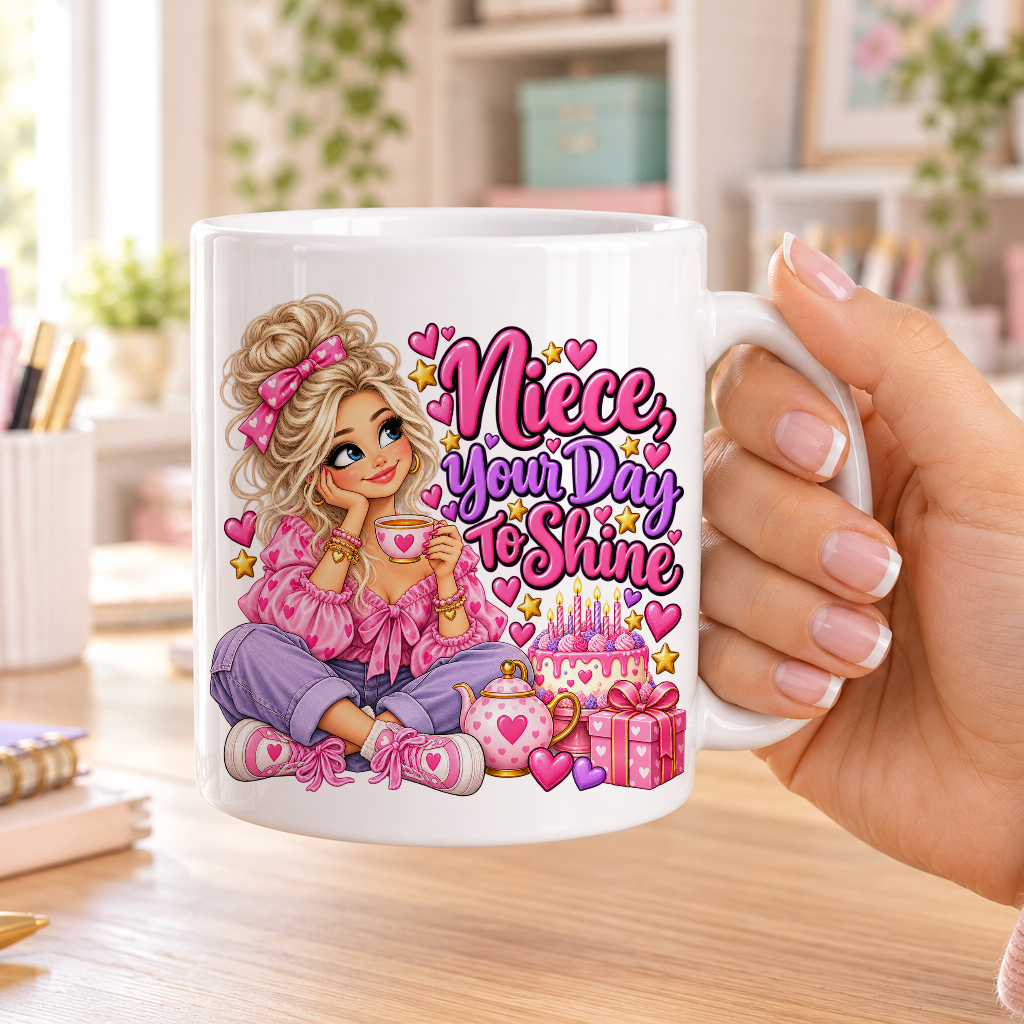 Niece Your Day to Shine birthday design – plain white ceramic mug