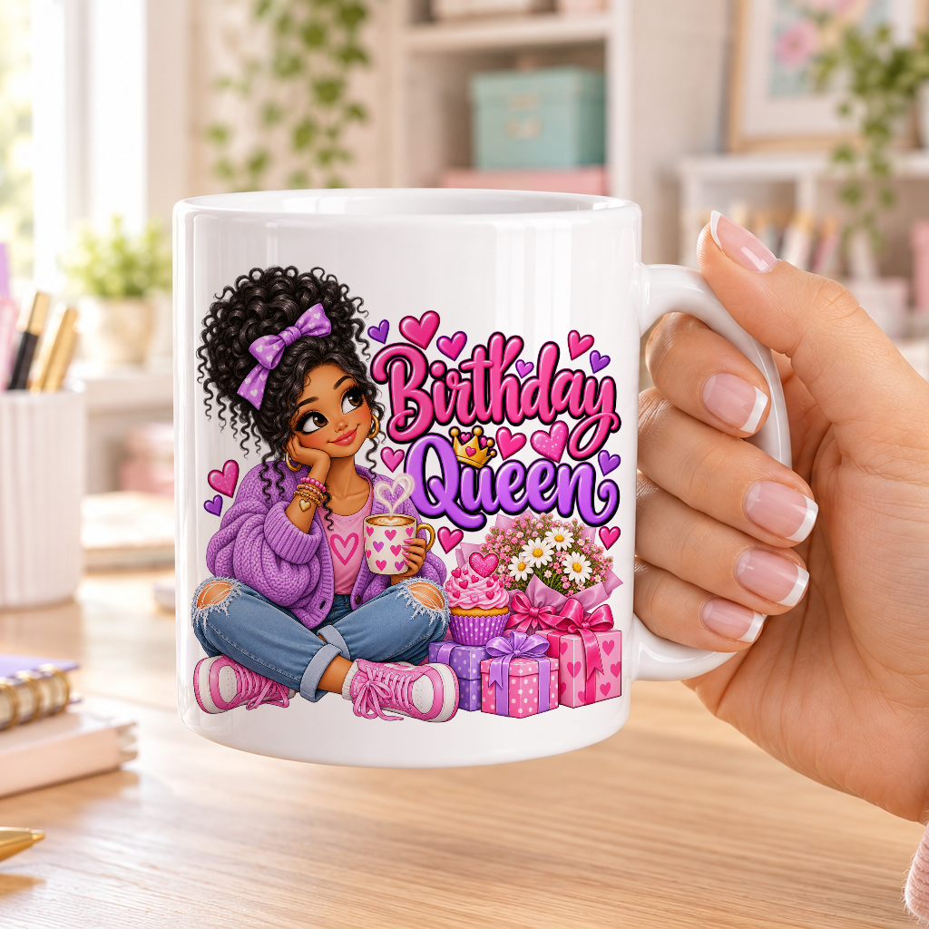 Birthday Queen birthday design – plain white ceramic mug