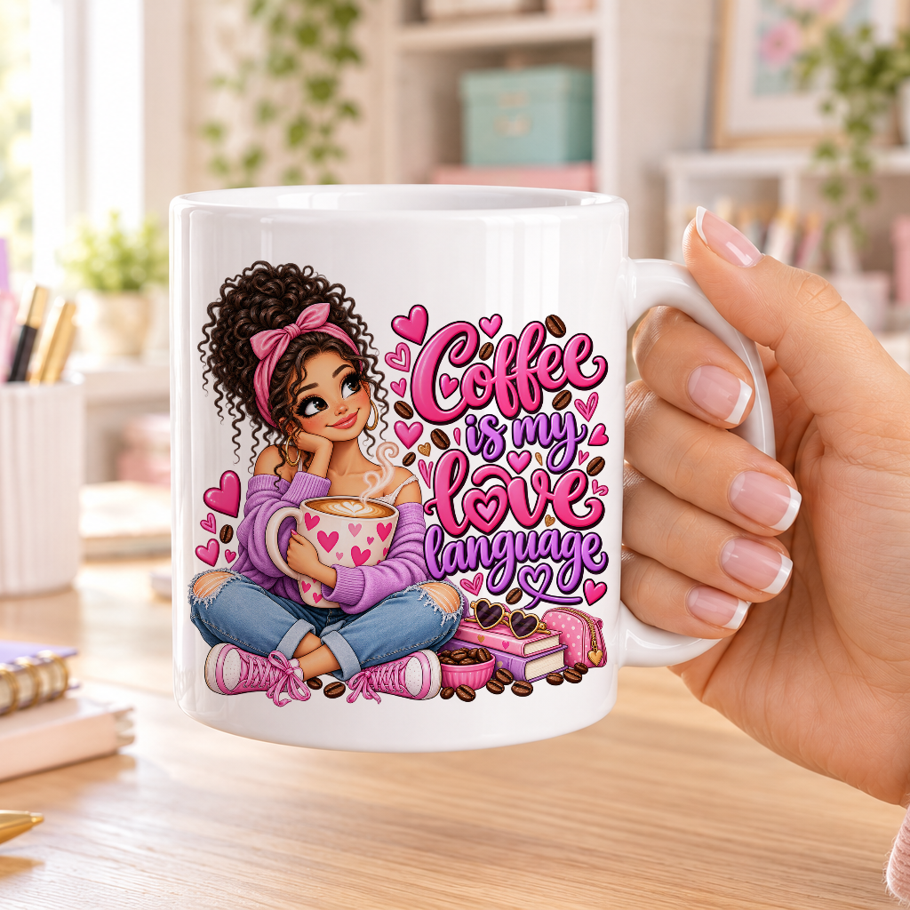Coffee is my Love Language design – plain white ceramic mug