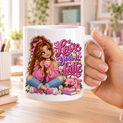 Love you a Latte design – plain white ceramic mug