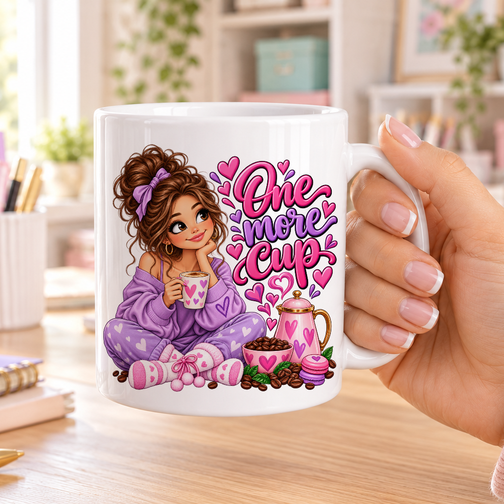 One More Cup design – plain white ceramic mug