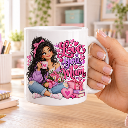 Love you Mum design – plain white ceramic mug