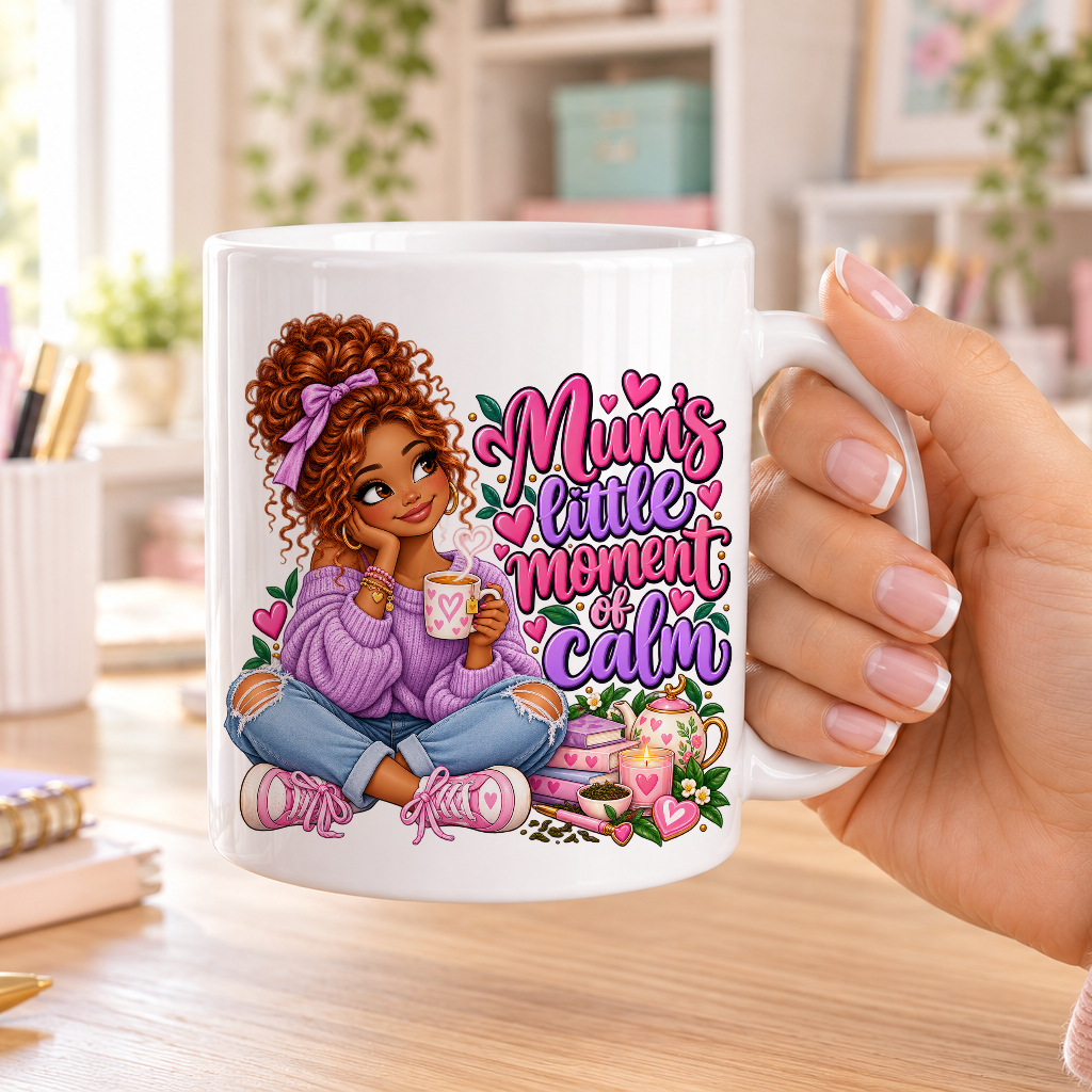 Mum's Little Moment of Calm design – plain white ceramic mug