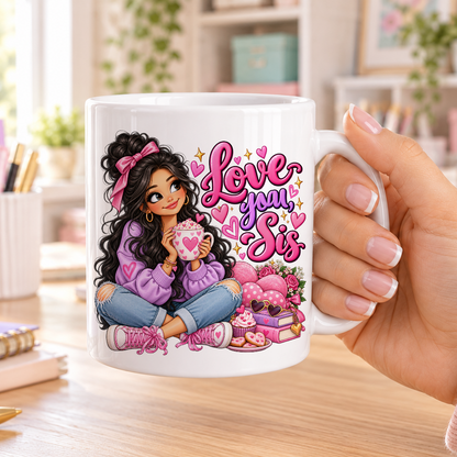Love you Sis design – plain white ceramic mug